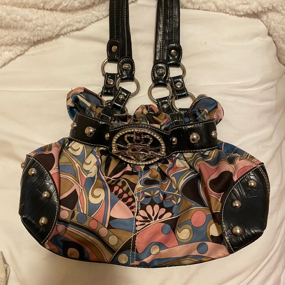 Kathy Van Zeeland Multicolor Shoulder Bag with Black Trim